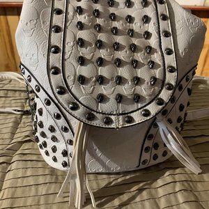 Beautiful White Skull Pleather Shoulder/Backpack Bag